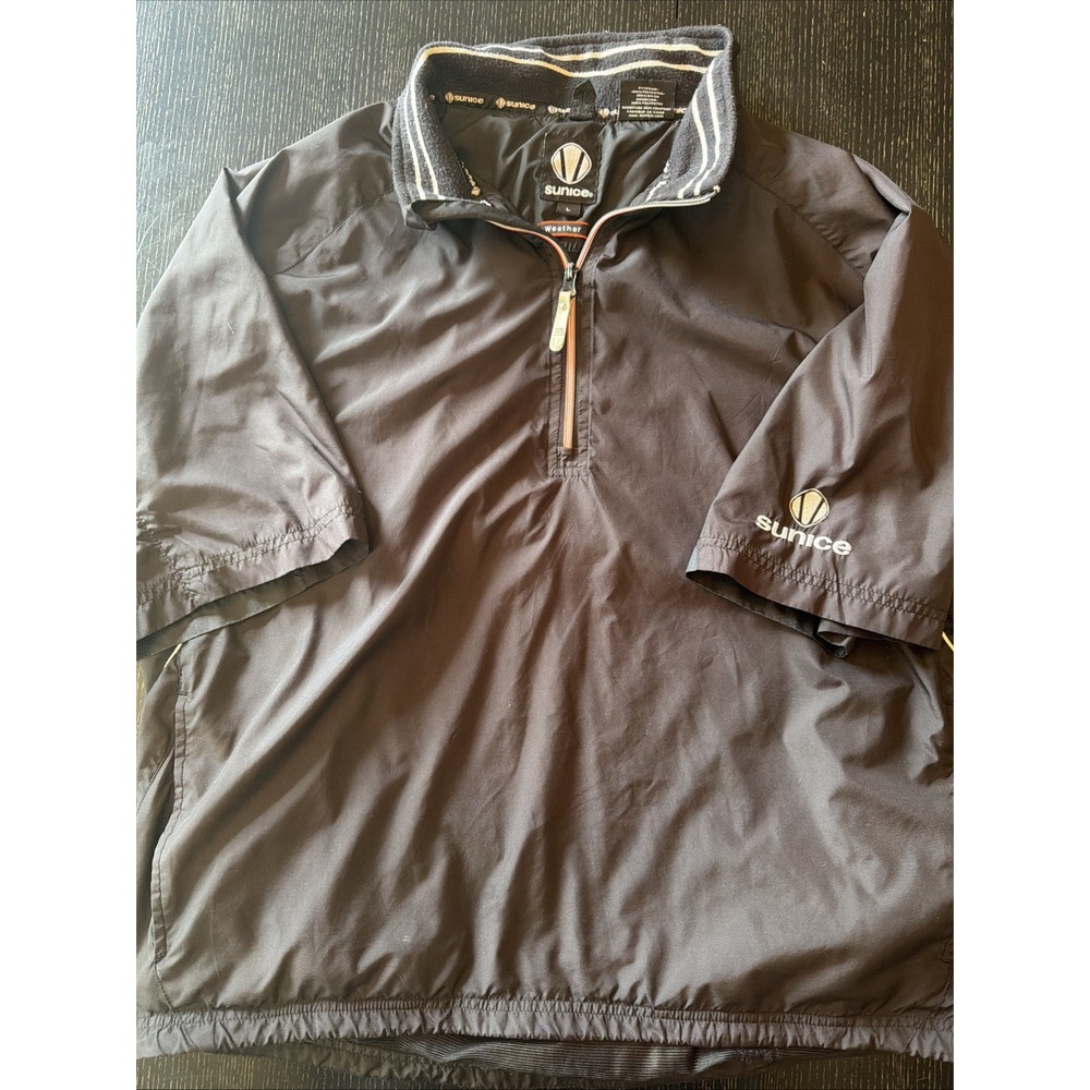 Sunice Black Short Sleeve Half Zip Windshirt Mens L Golf Jacket Pullover